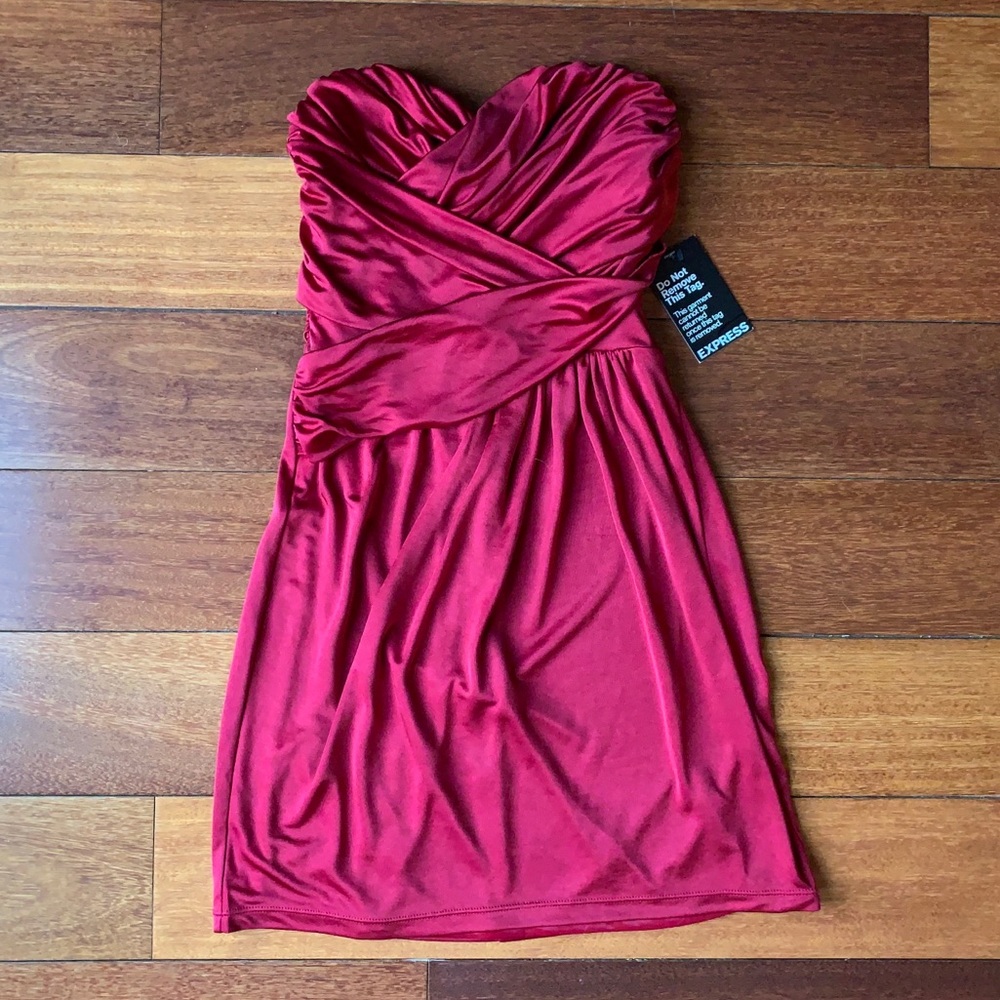 NWT Express Strapless Dress - Red XS